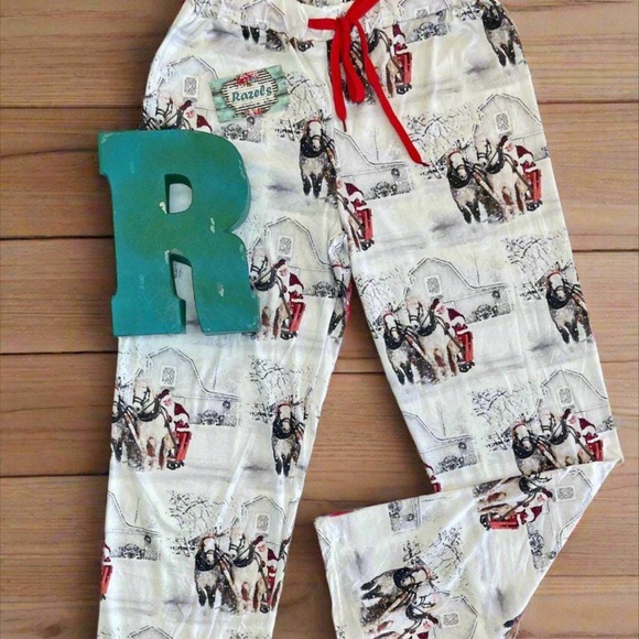 White Christmas Pajamas, Christmas Horse Drawn Sleigh Ride Family Pajamas - Picture 4 of 9